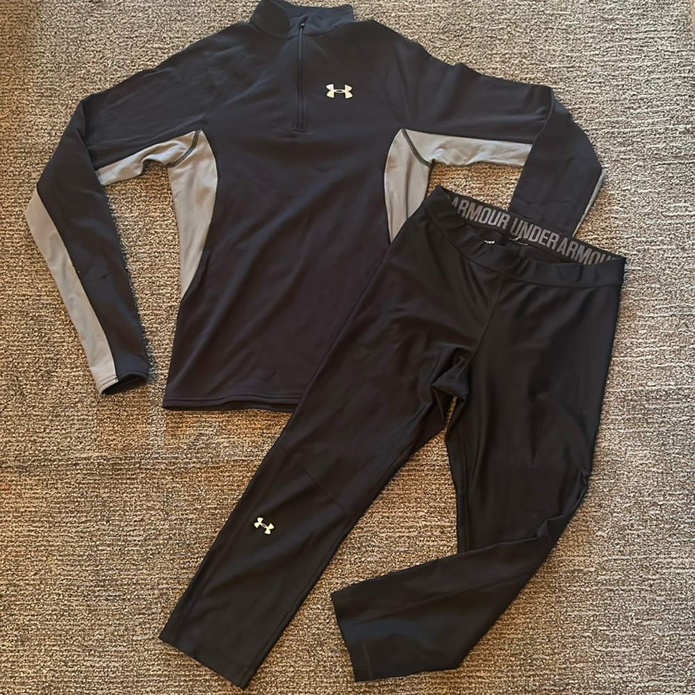 Under Armour Half Zip Jacket and Tights Outfit